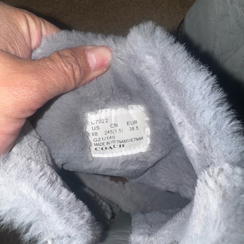 Coach Isa Monogram Suede Faux Fur Lined Boot. - Picture 3 of 7
